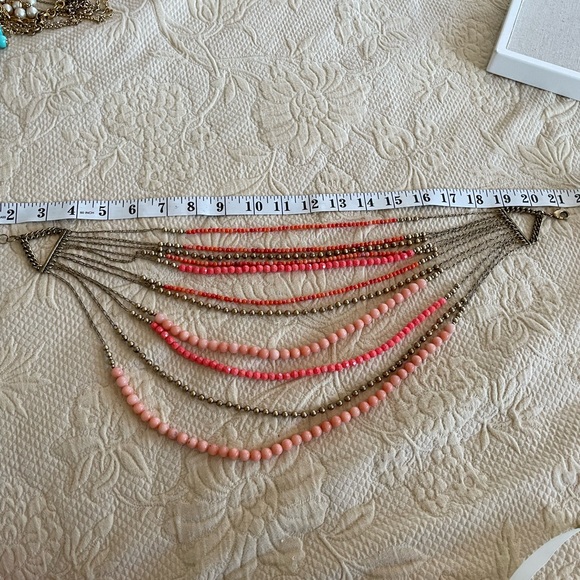 Stella & Dot Multi Strand Statement Necklace, Pinks/ Coral - Picture 7 of 7